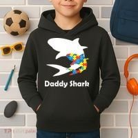 Daddy Shark Puzzles Autism Awareness Kids Hoodie thumb 2