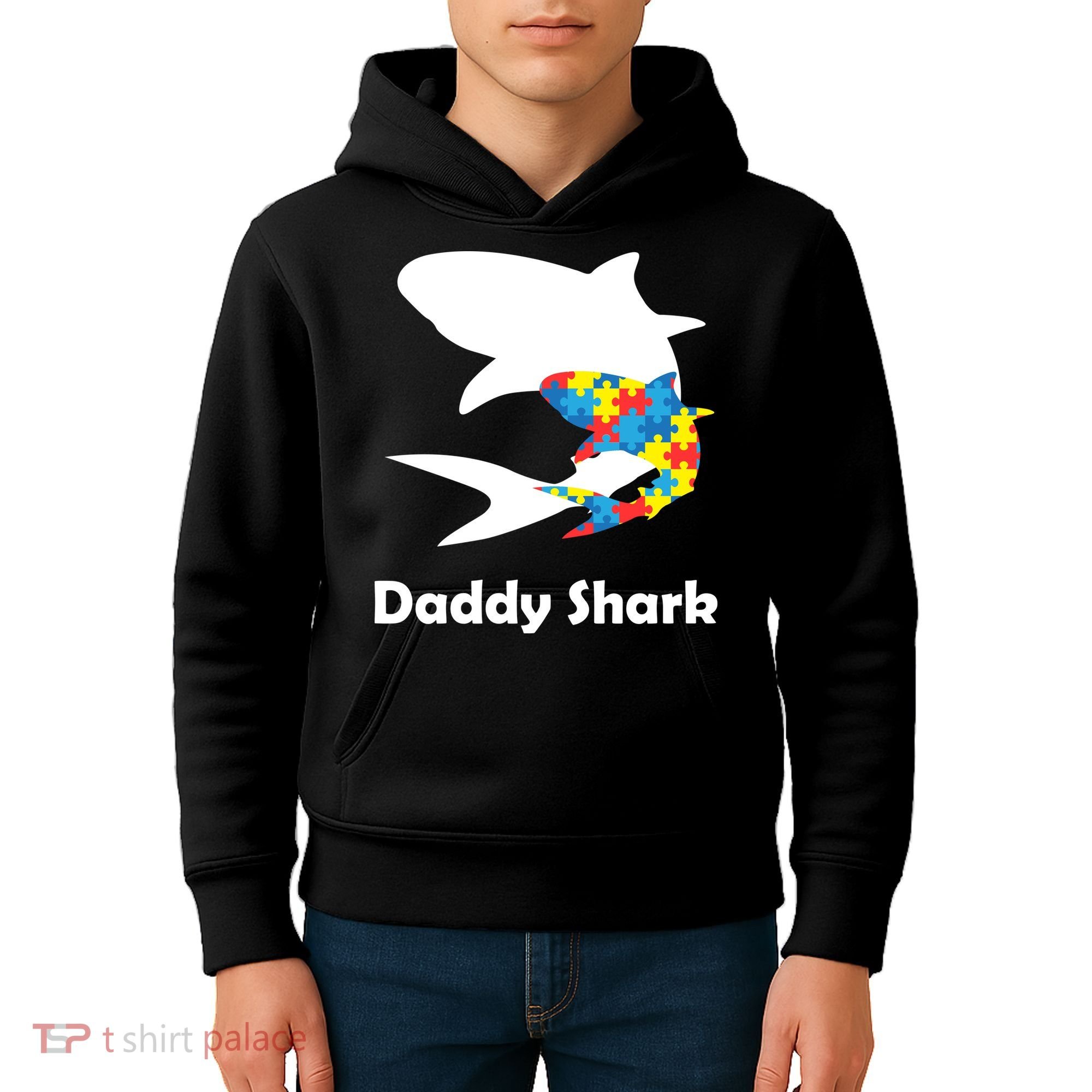 Daddy Shark Puzzles Autism Awareness Kids Hoodie