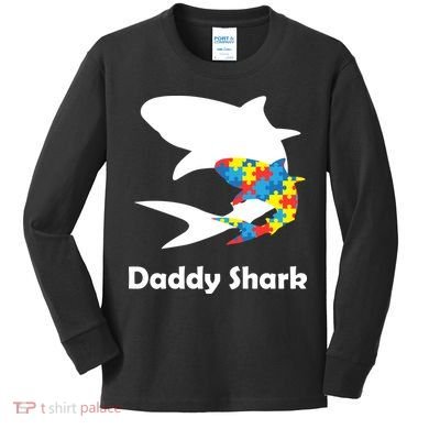 Daddy Shark Puzzles Autism Awareness Kids Long Sleeve Shirt