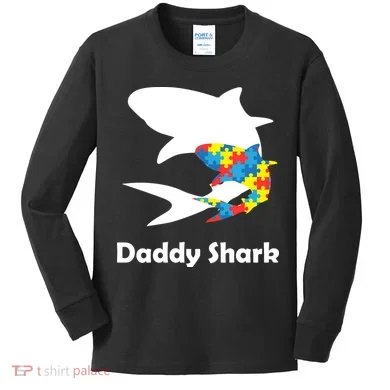 Daddy Shark Puzzles Autism Awareness Kids Long Sleeve Shirt