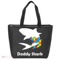 Daddy Shark Puzzles Autism Awareness Tote Bag thumb 0