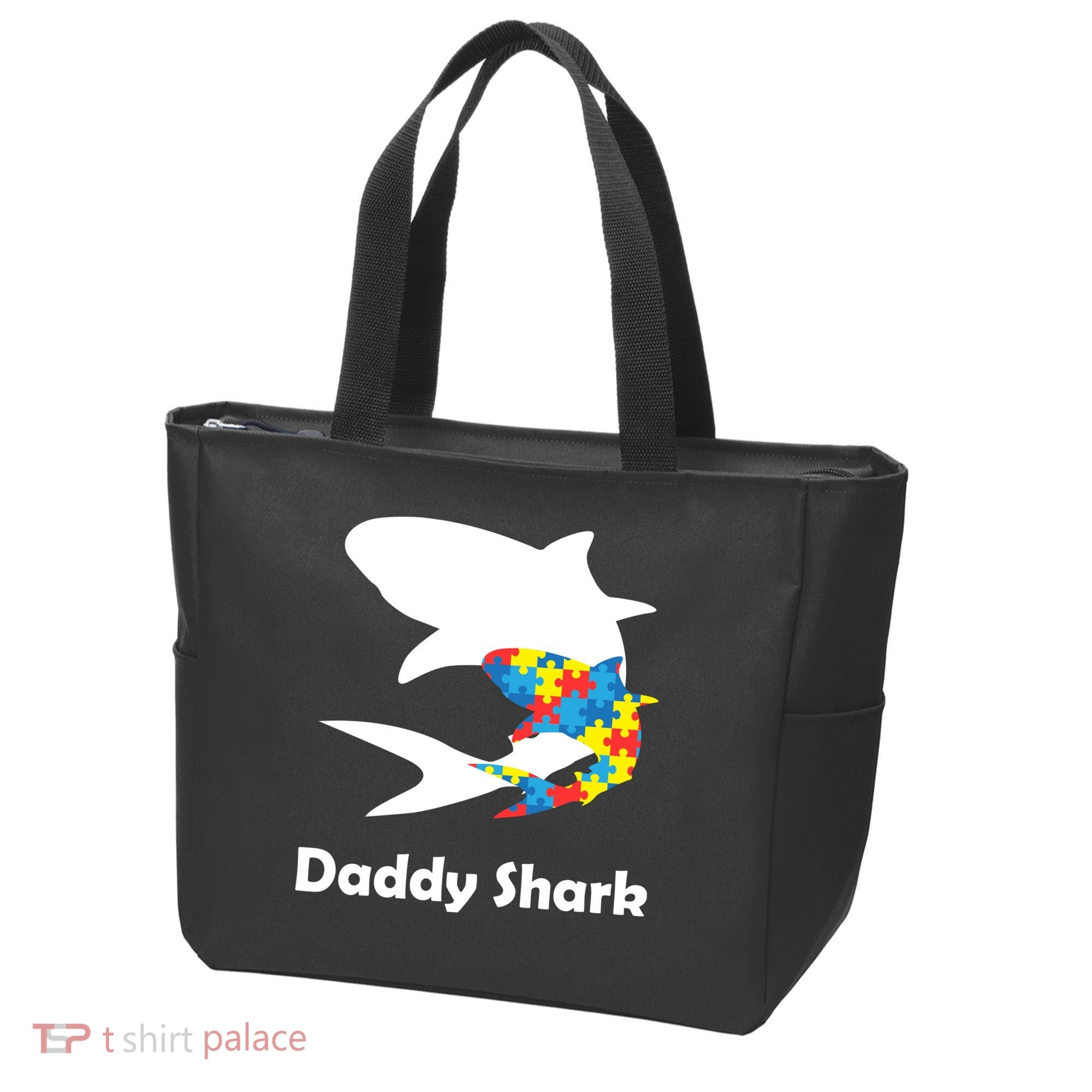 Daddy Shark Puzzles Autism Awareness Tote Bag