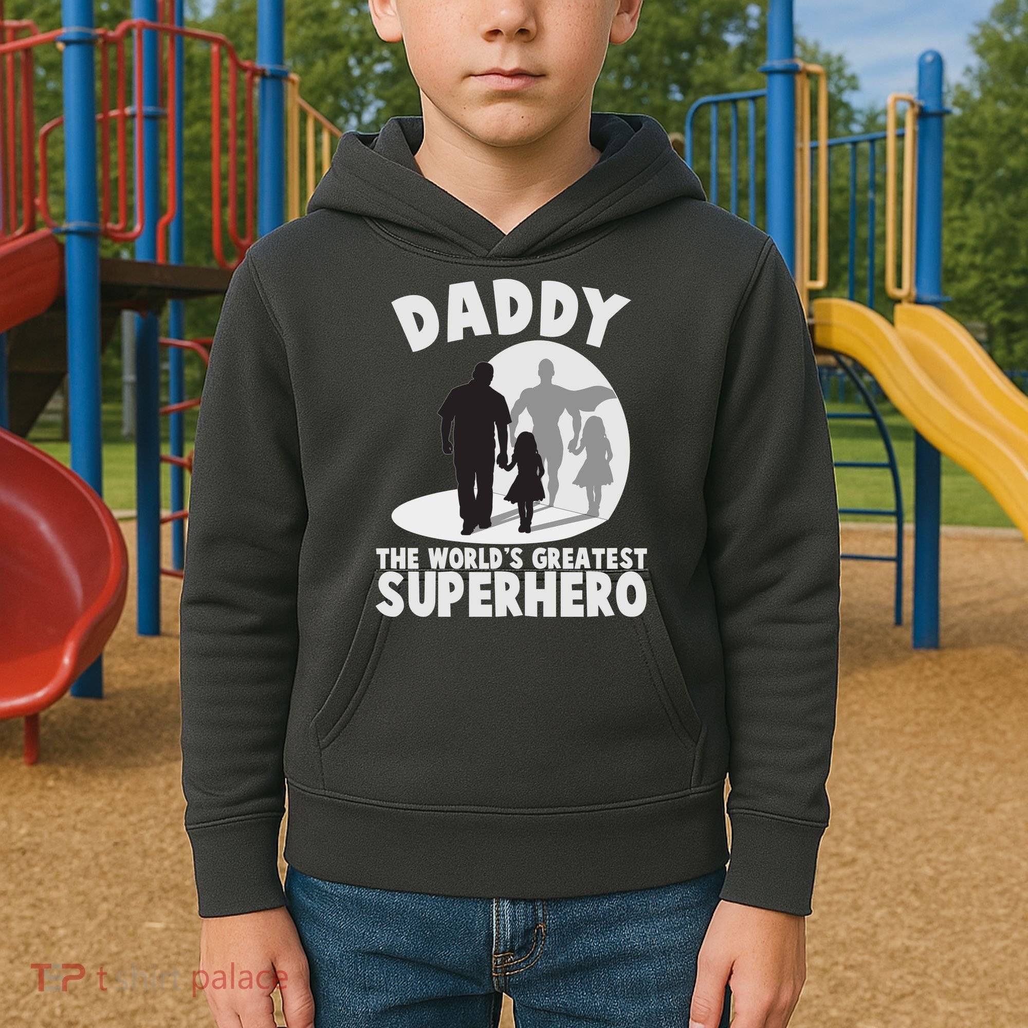 Daddy The World's Greatest Superhero Father's Day Kids Hoodie