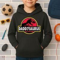 Daddysaurus Funny Daddy Dinosaur Kids Hoodie thumb 2