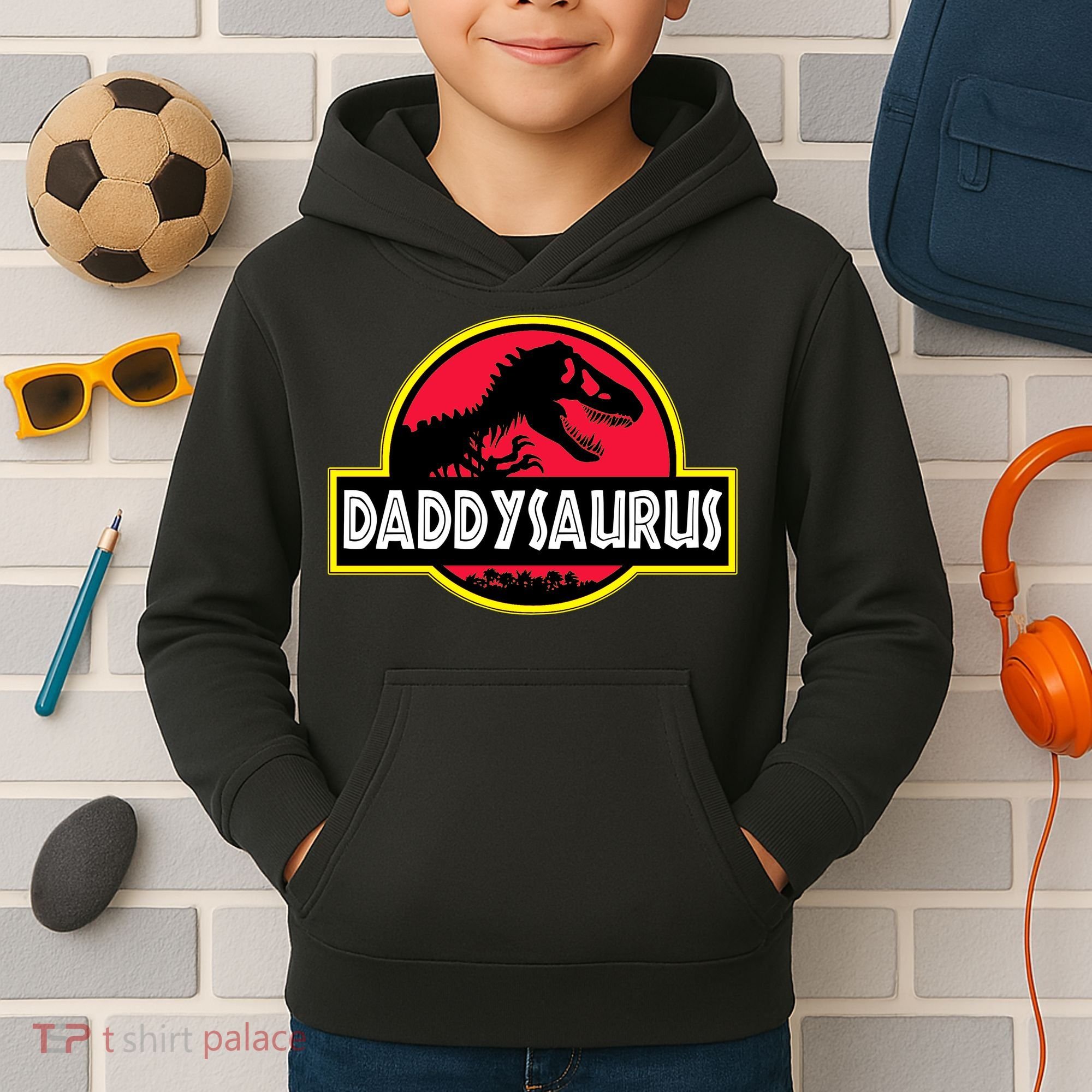 Daddysaurus Funny Daddy Dinosaur Kids Hoodie