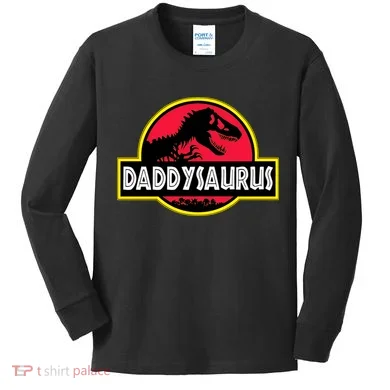 Daddysaurus Funny Daddy Dinosaur Kids Long Sleeve Shirt
