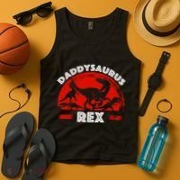 Daddysaurus Rex Cute Dad Spoof Tank Top thumb 4