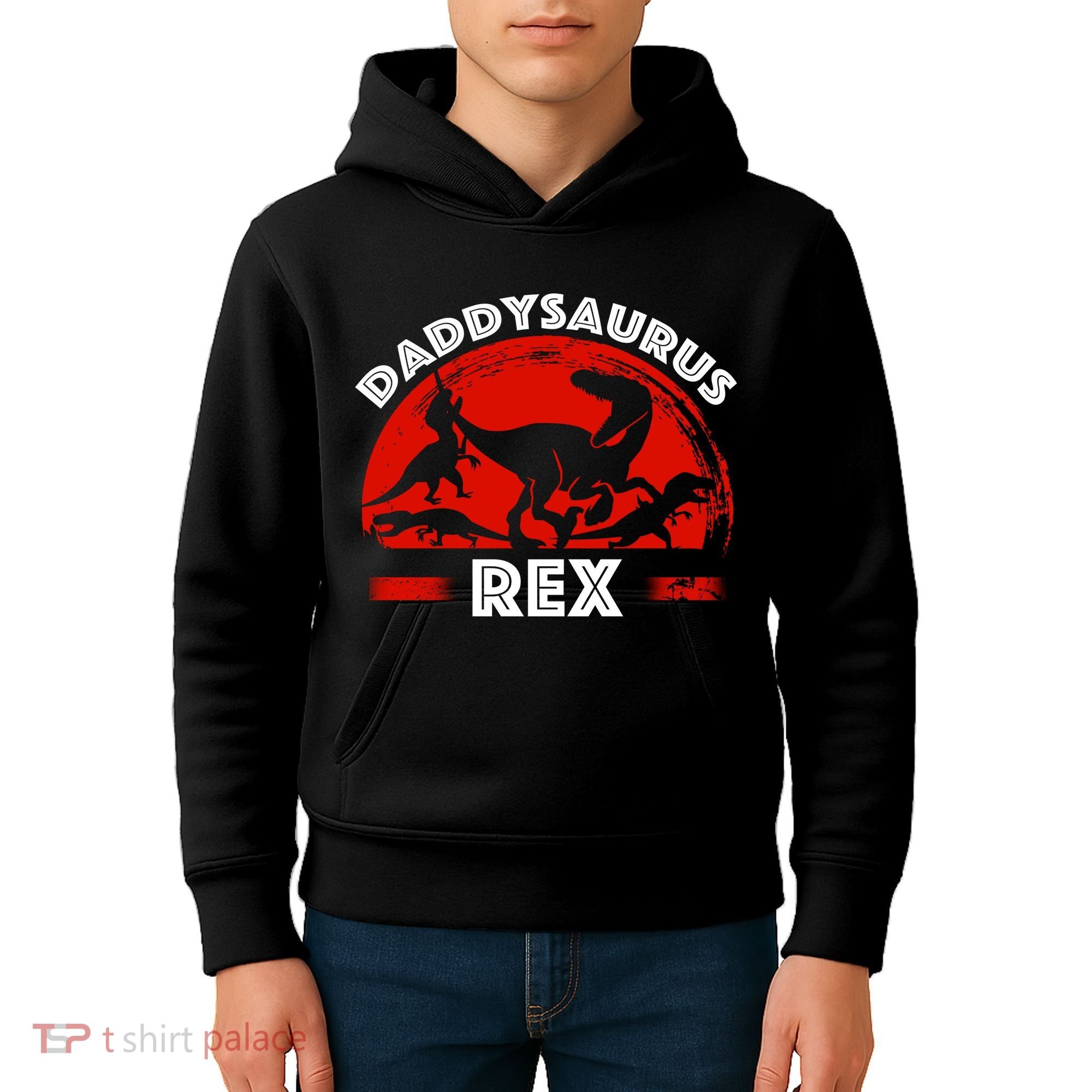Daddysaurus Rex Cute Dad Spoof Kids Hoodie
