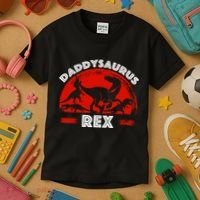 Daddysaurus Rex Cute Dad Spoof Kids T-Shirt thumb 3