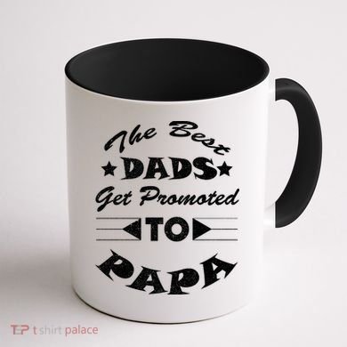 Dads Get Promoted To Papa Funny Father's Day Coffee Mug back
