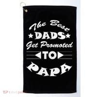 Dads Get Promoted To Papa Funny Father's Day Golf Towel thumb 0