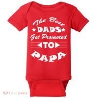 Dads Get Promoted To Papa Funny Father's Day Baby Bodysuit thumb 0