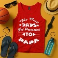 Dads Get Promoted To Papa Funny Father's Day Tank Top thumb 4