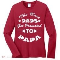 Dads Get Promoted To Papa Funny Father's Day Women's Long Sleeve Shirt thumb 0