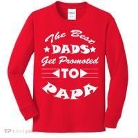 Dads Get Promoted To Papa Funny Father's Day Kids Long Sleeve Shirt thumb 0
