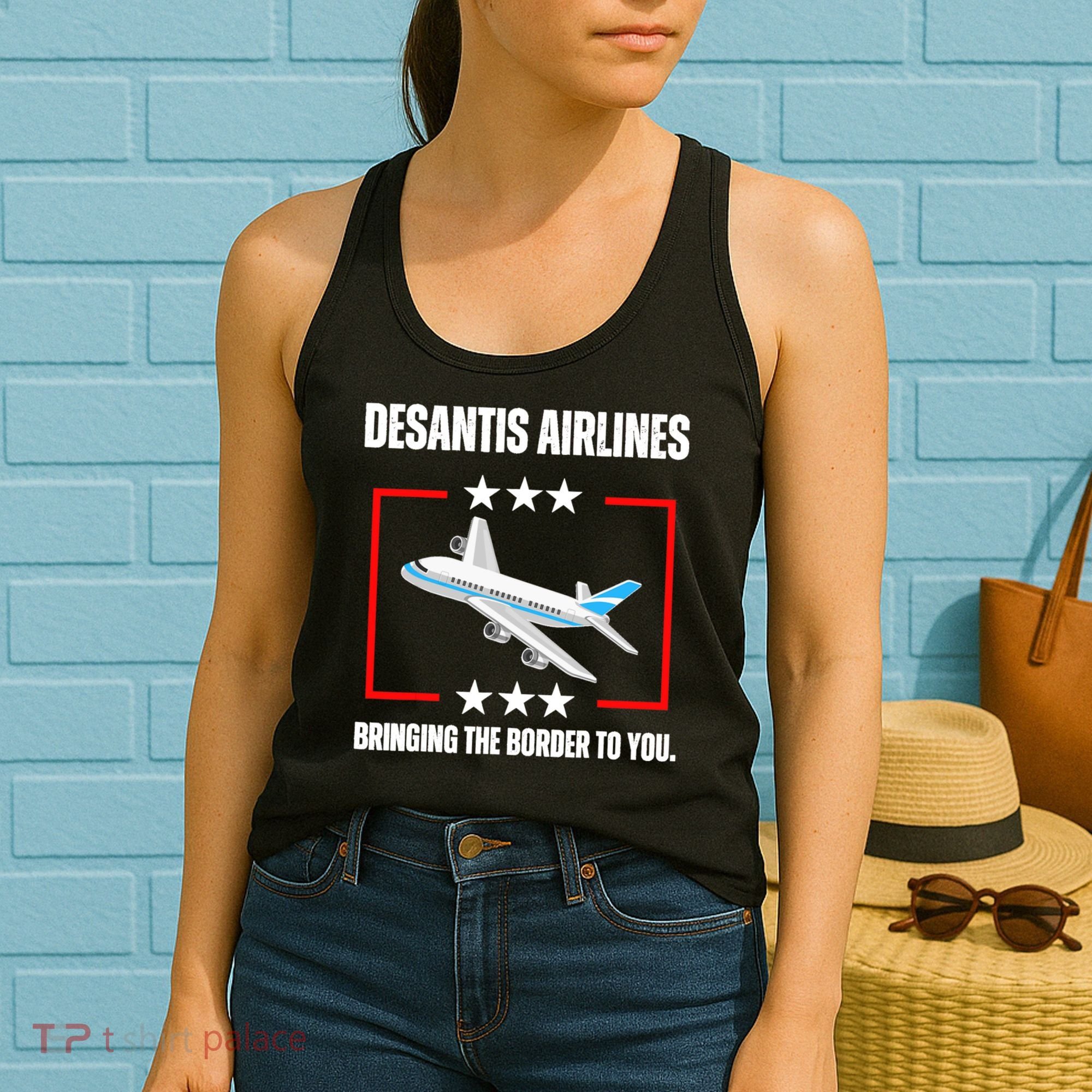 DeSantis Airlines Funny Political Meme DeSantis Airlines Women's Tank Top