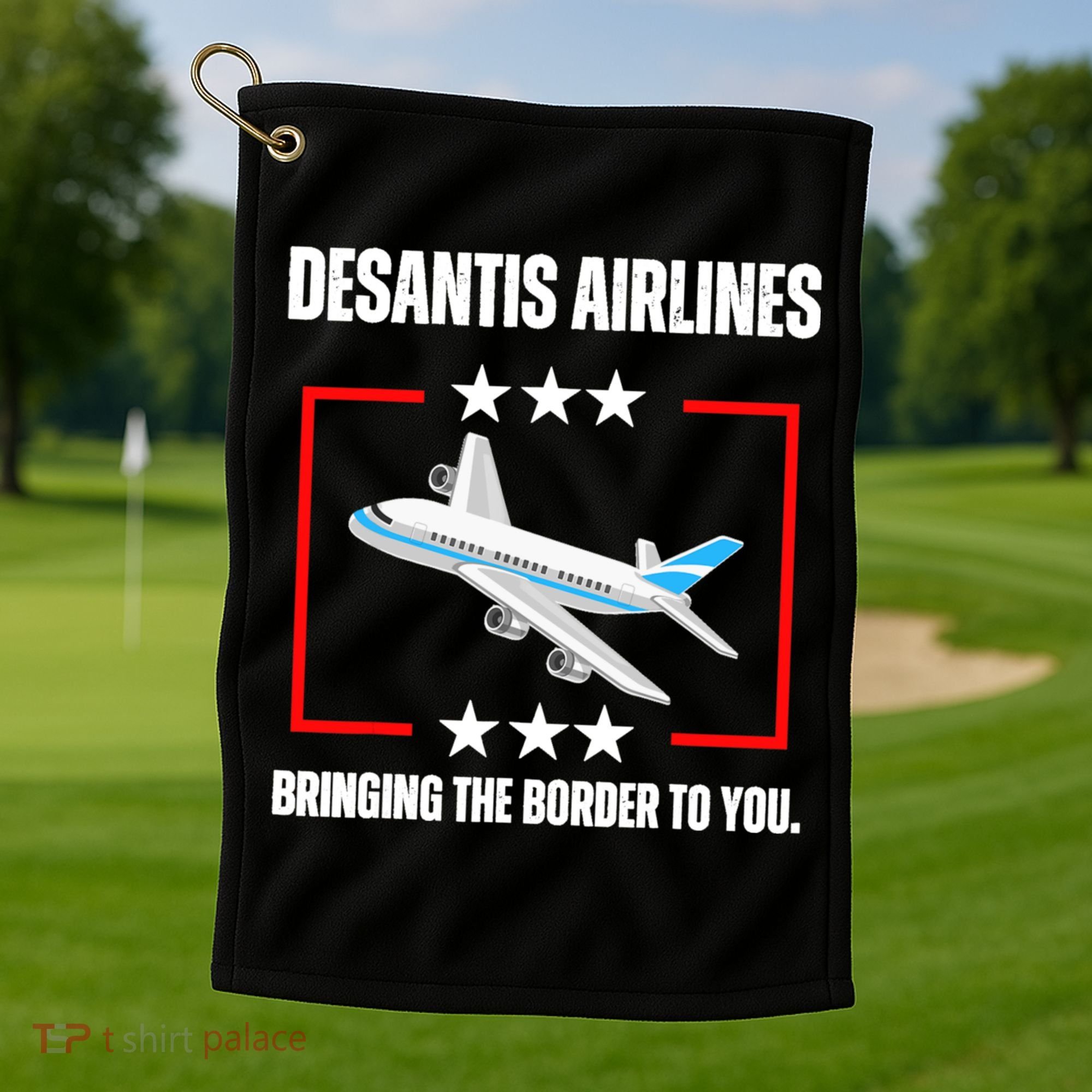 DeSantis Airlines Funny Political Meme DeSantis Airlines Golf Towel