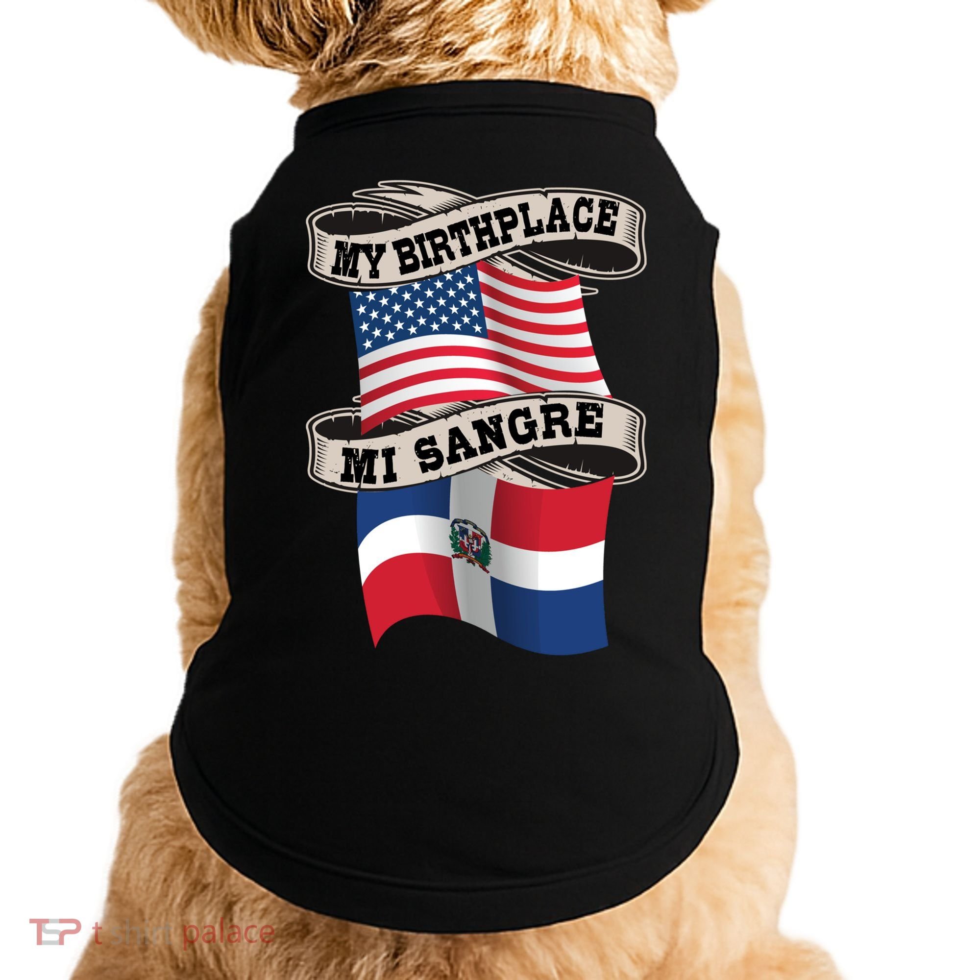 Dominican American Flag Half American Half Dominican Roots Gift Doggie Tank