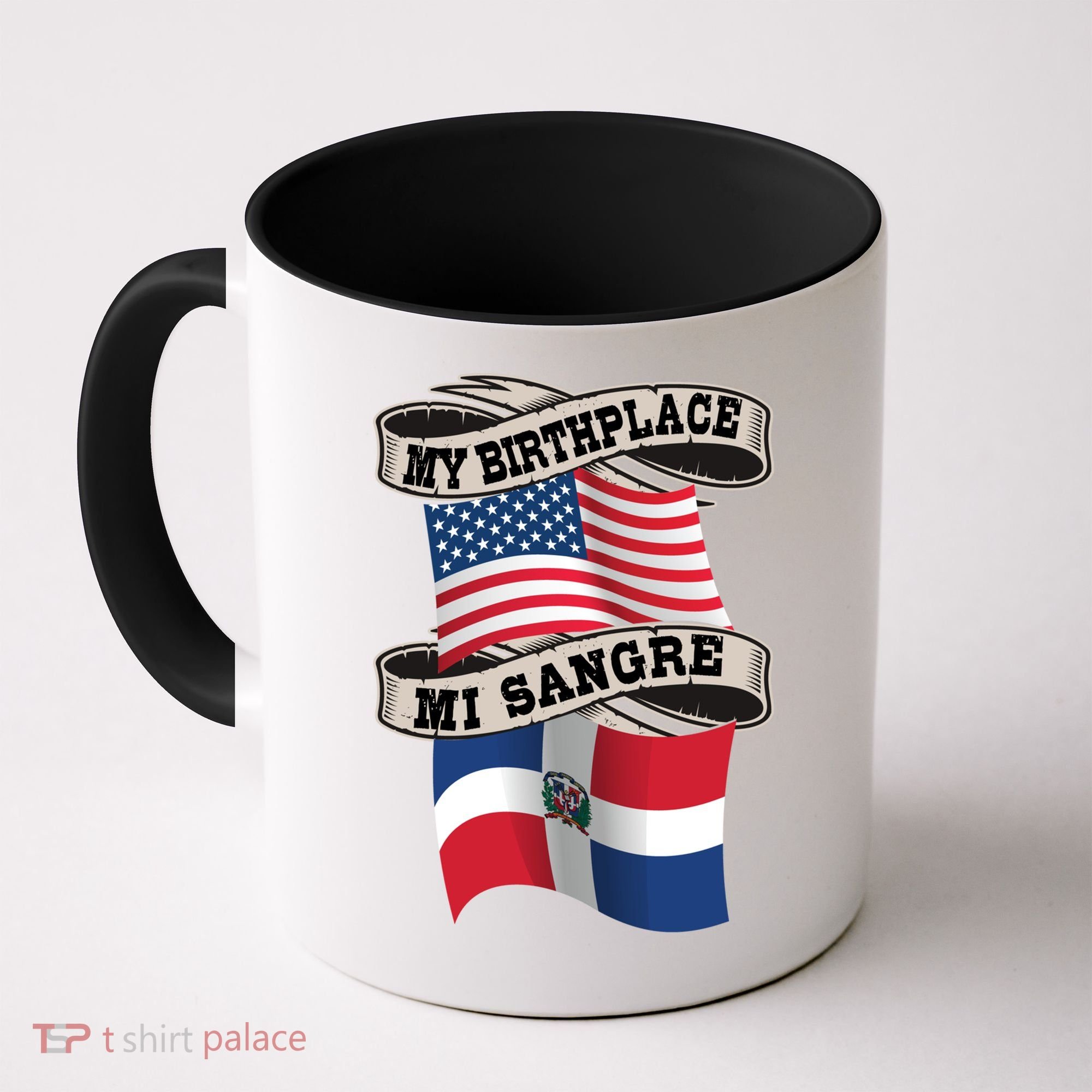 Dominican American Flag Half American Half Dominican Roots Gift Coffee Mug