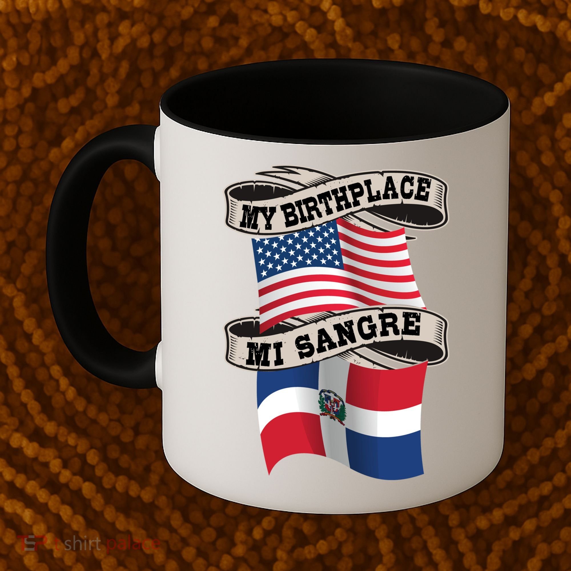 Dominican American Flag Half American Half Dominican Roots Gift Coffee Mug