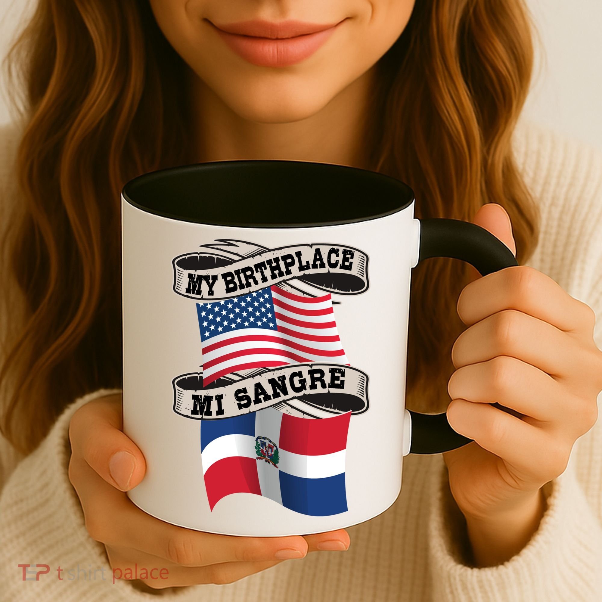 Dominican American Flag Half American Half Dominican Roots Gift Coffee Mug
