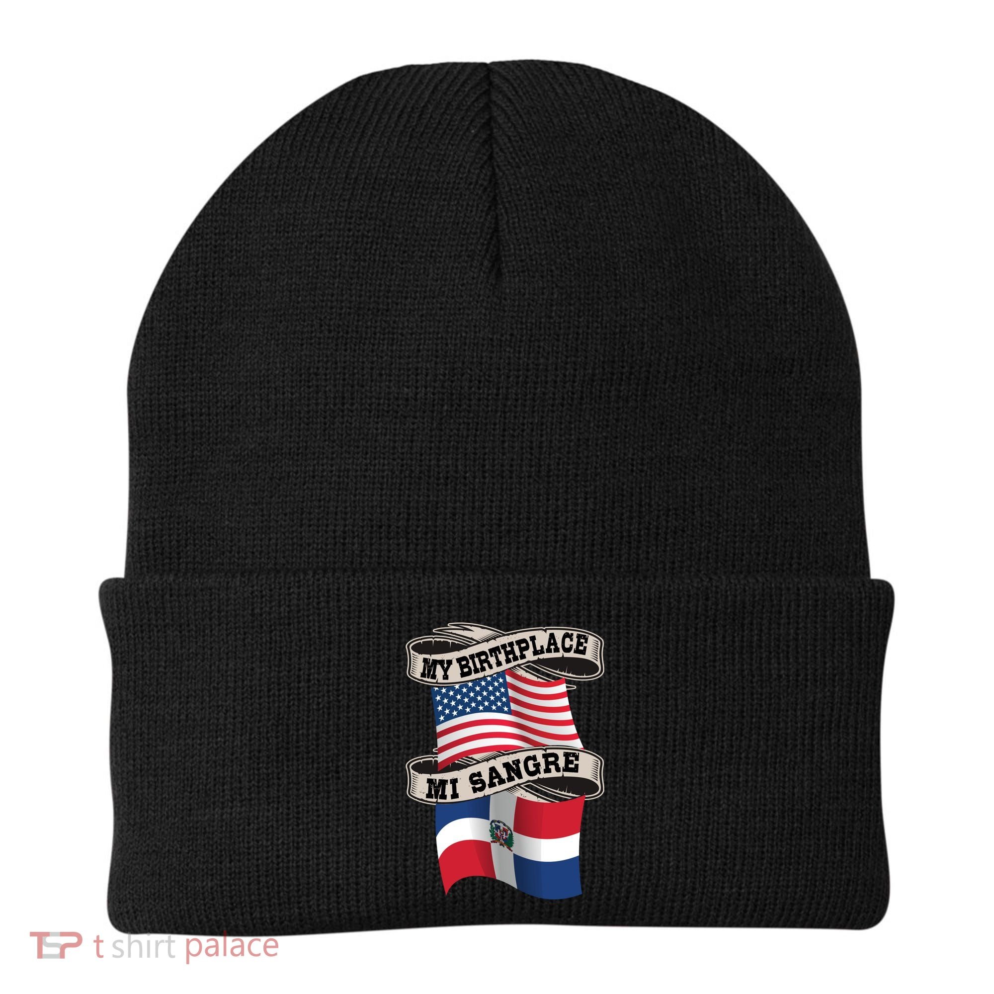 Dominican American Flag Half American Half Dominican Roots Gift Beanie