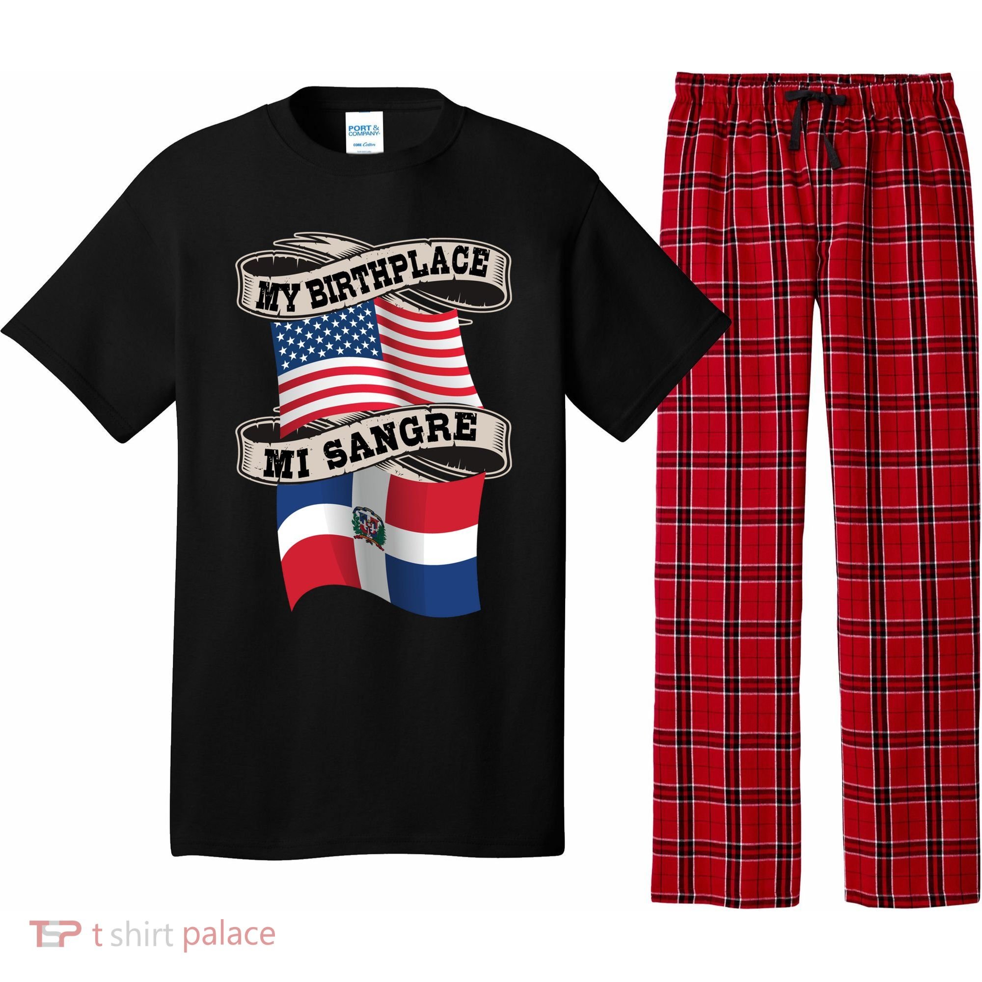 Dominican American Flag Half American Half Dominican Roots Gift Pajama Set
