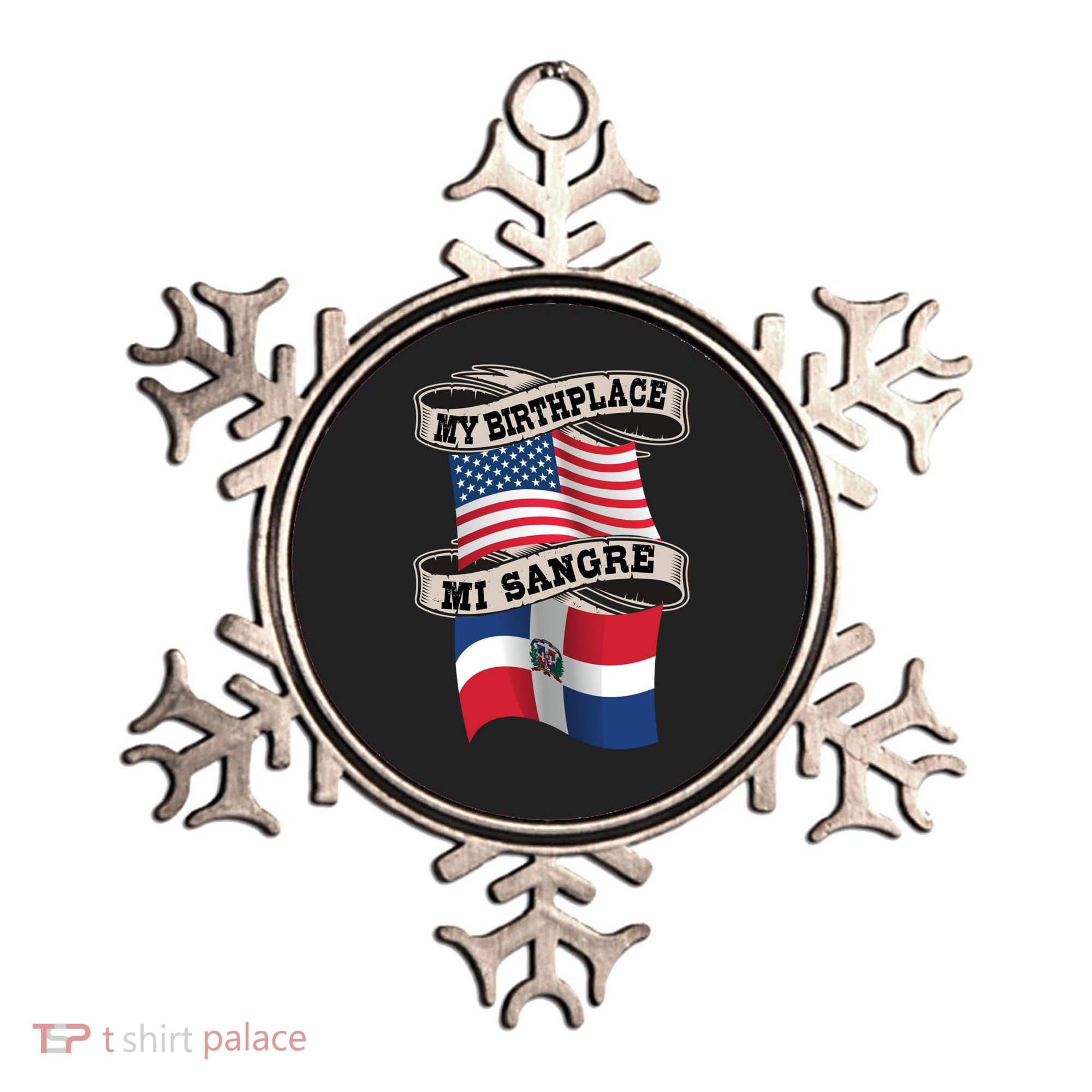 Dominican American Flag Half American Half Dominican Roots Gift Ornament