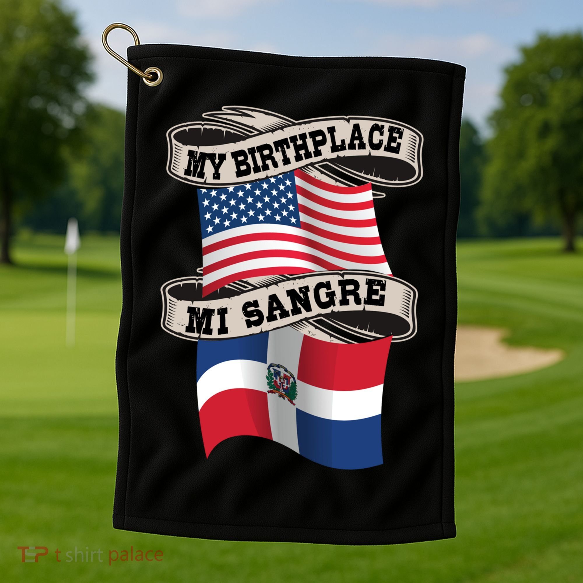 Dominican American Flag Half American Half Dominican Roots Gift Golf Towel