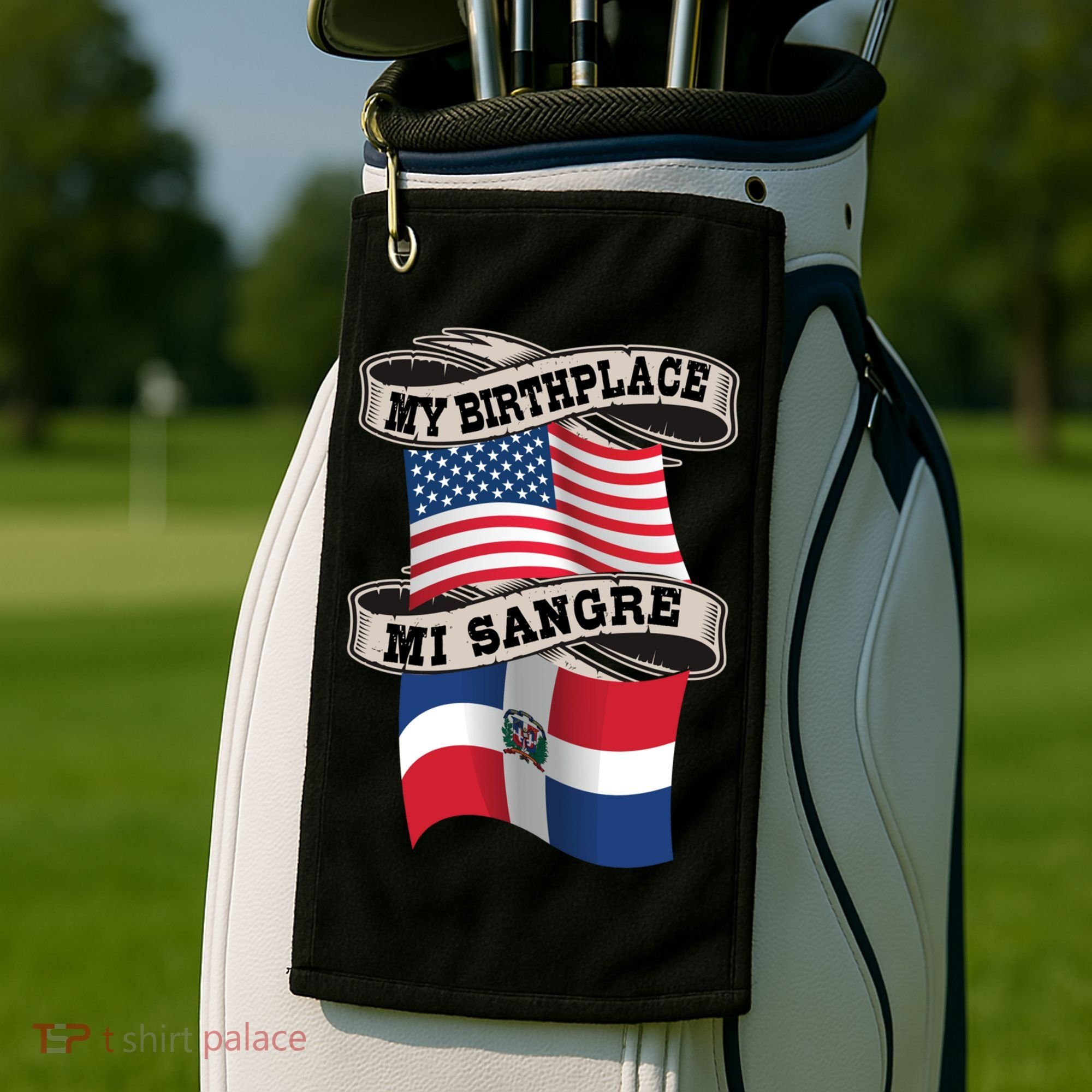 Dominican American Flag Half American Half Dominican Roots Gift Golf Towel