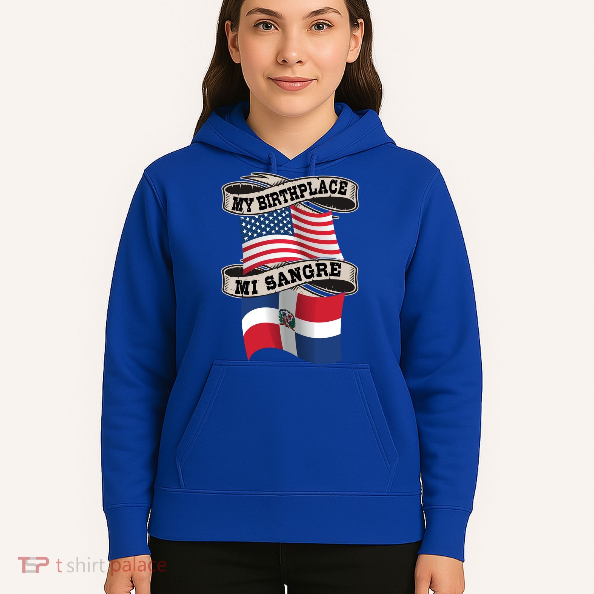 Dominican American Flag Half American Half Dominican Roots Gift Hoodie