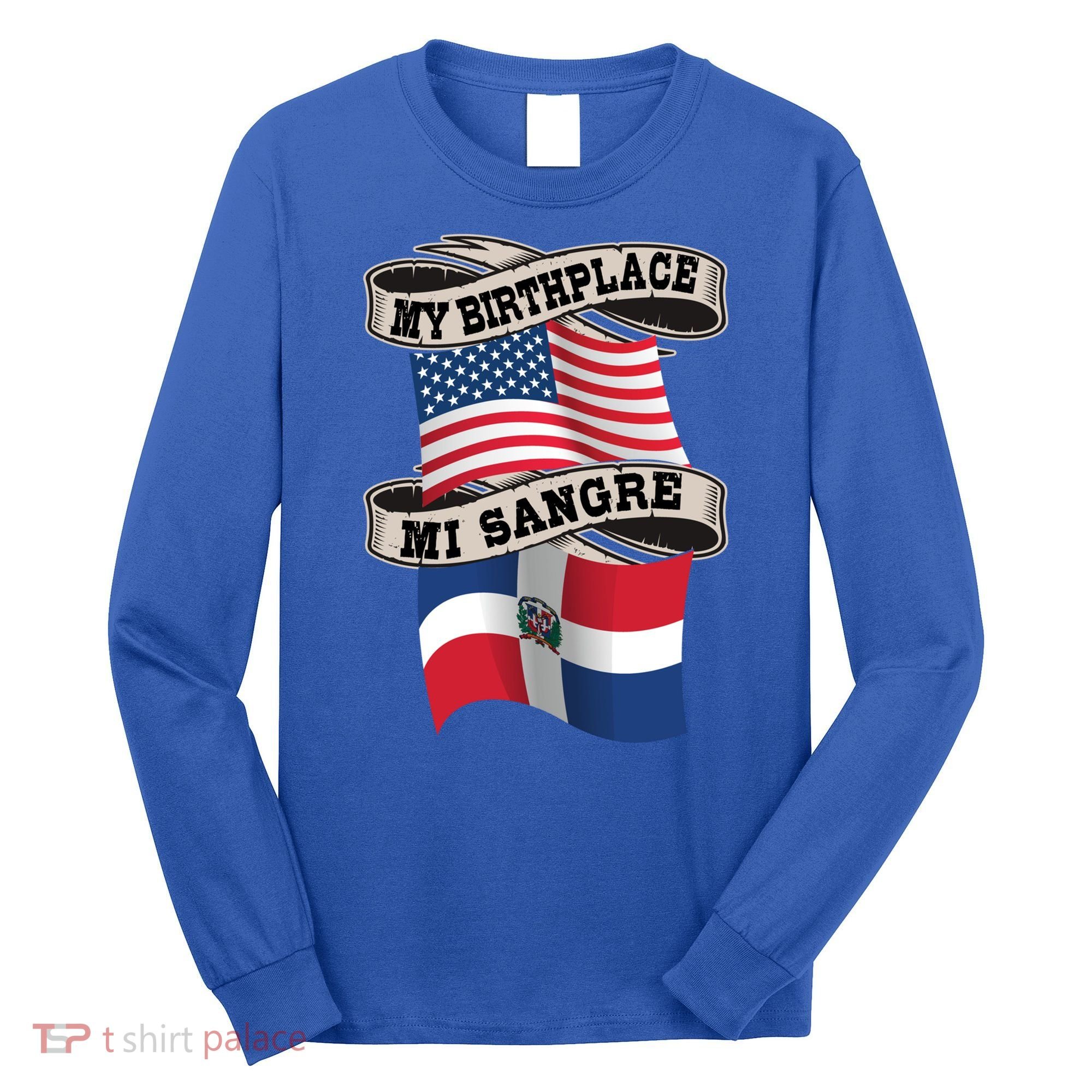 Dominican American Flag Half American Half Dominican Roots Gift Long Sleeve Shirt