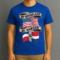 Dominican American Flag Half American Half Dominican Roots Gift T-Shirt thumb 3