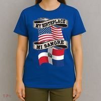 Dominican American Flag Half American Half Dominican Roots Gift T-Shirt thumb 4