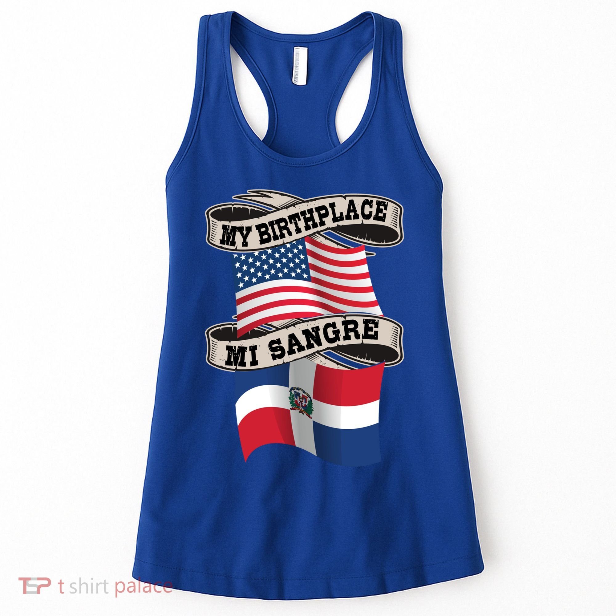 Dominican American Flag Half American Half Dominican Roots Gift Women's Tank Top