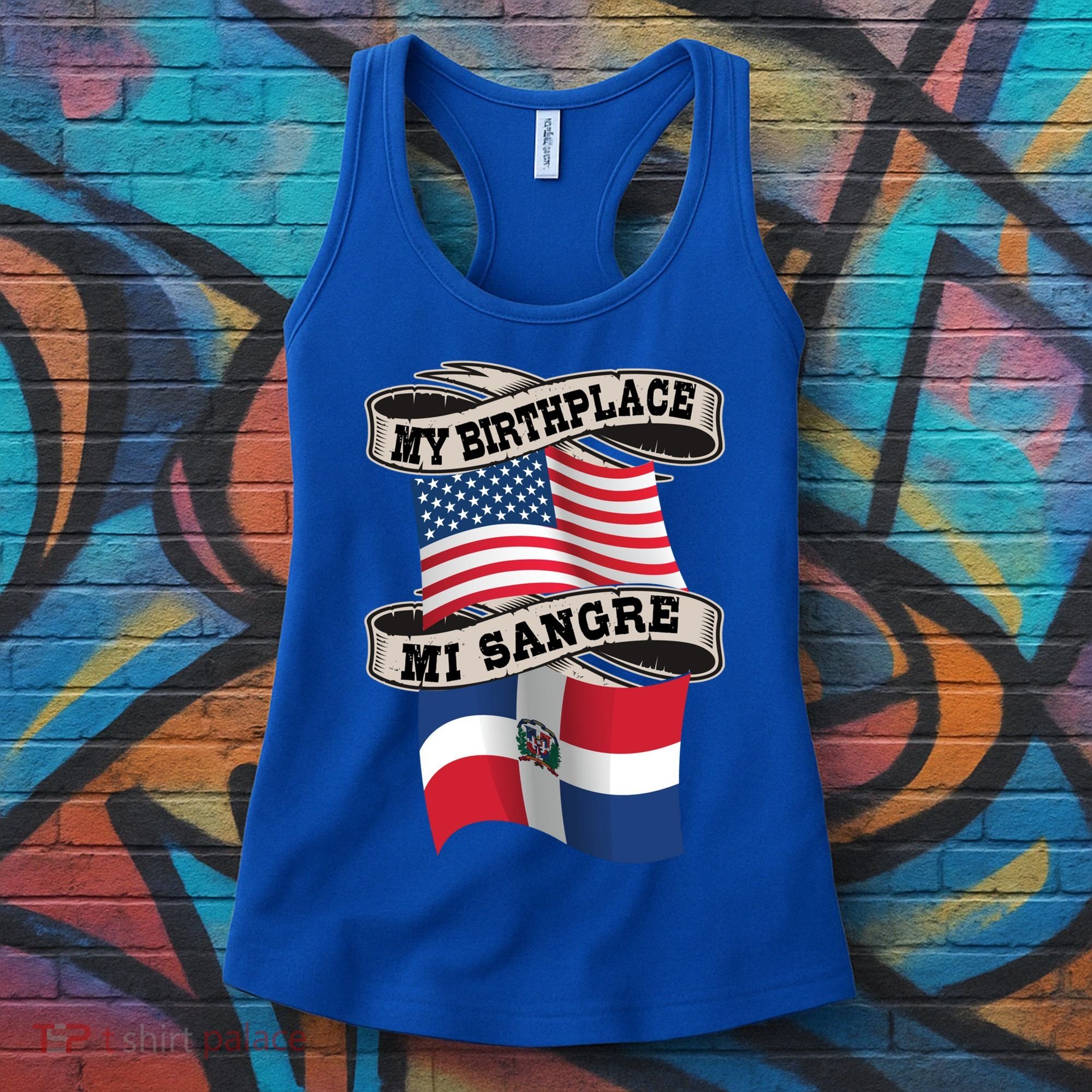 Dominican American Flag Half American Half Dominican Roots Gift Women's Tank Top