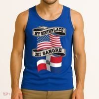 Dominican American Flag Half American Half Dominican Roots Gift Tank Top thumb 3