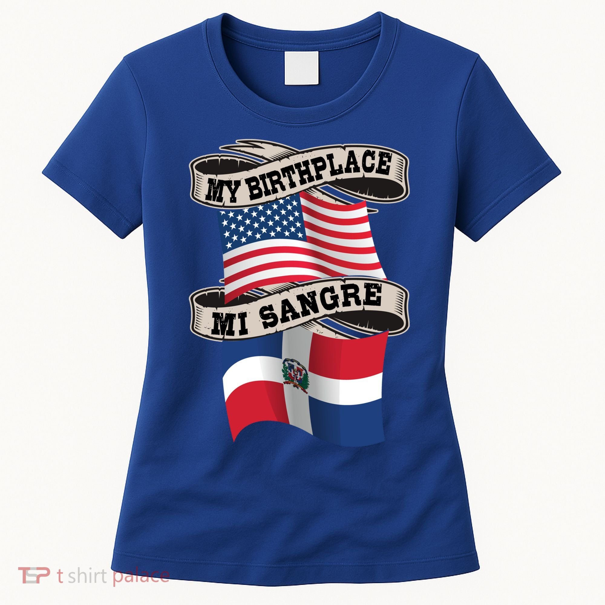 Dominican American Flag Half American Half Dominican Roots Gift Women's T-Shirt