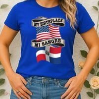 Dominican American Flag Half American Half Dominican Roots Gift Women's T-Shirt thumb 2