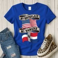 Dominican American Flag Half American Half Dominican Roots Gift Women's T-Shirt thumb 3