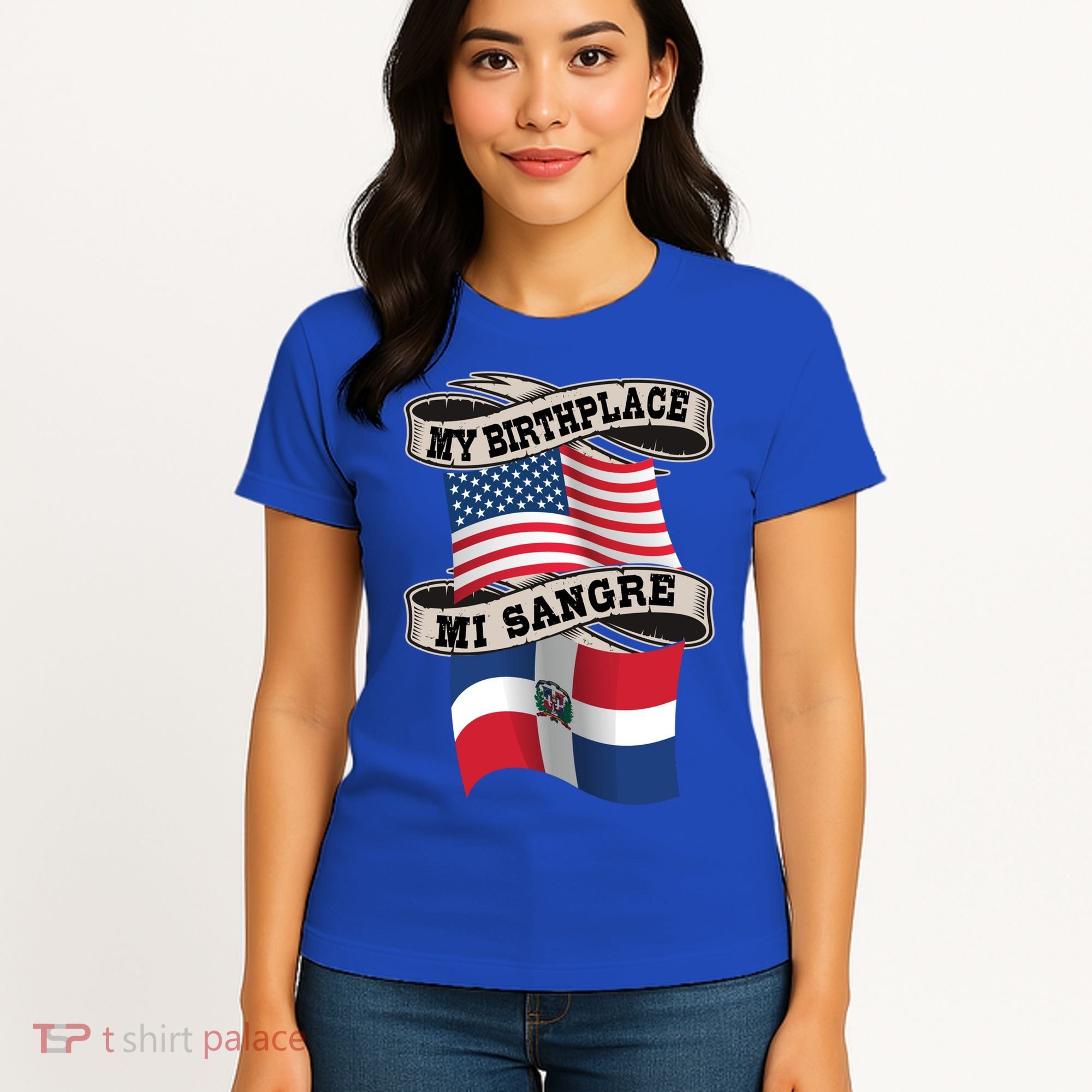 Dominican American Flag Half American Half Dominican Roots Gift Women's T-Shirt