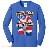 Dominican American Flag Half American Half Dominican Roots Gift Kids Long Sleeve Shirt thumb 0
