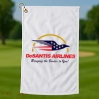 DeSantis Airlines Funny Political Meme Ron DeSantis Golf Towel thumb 1