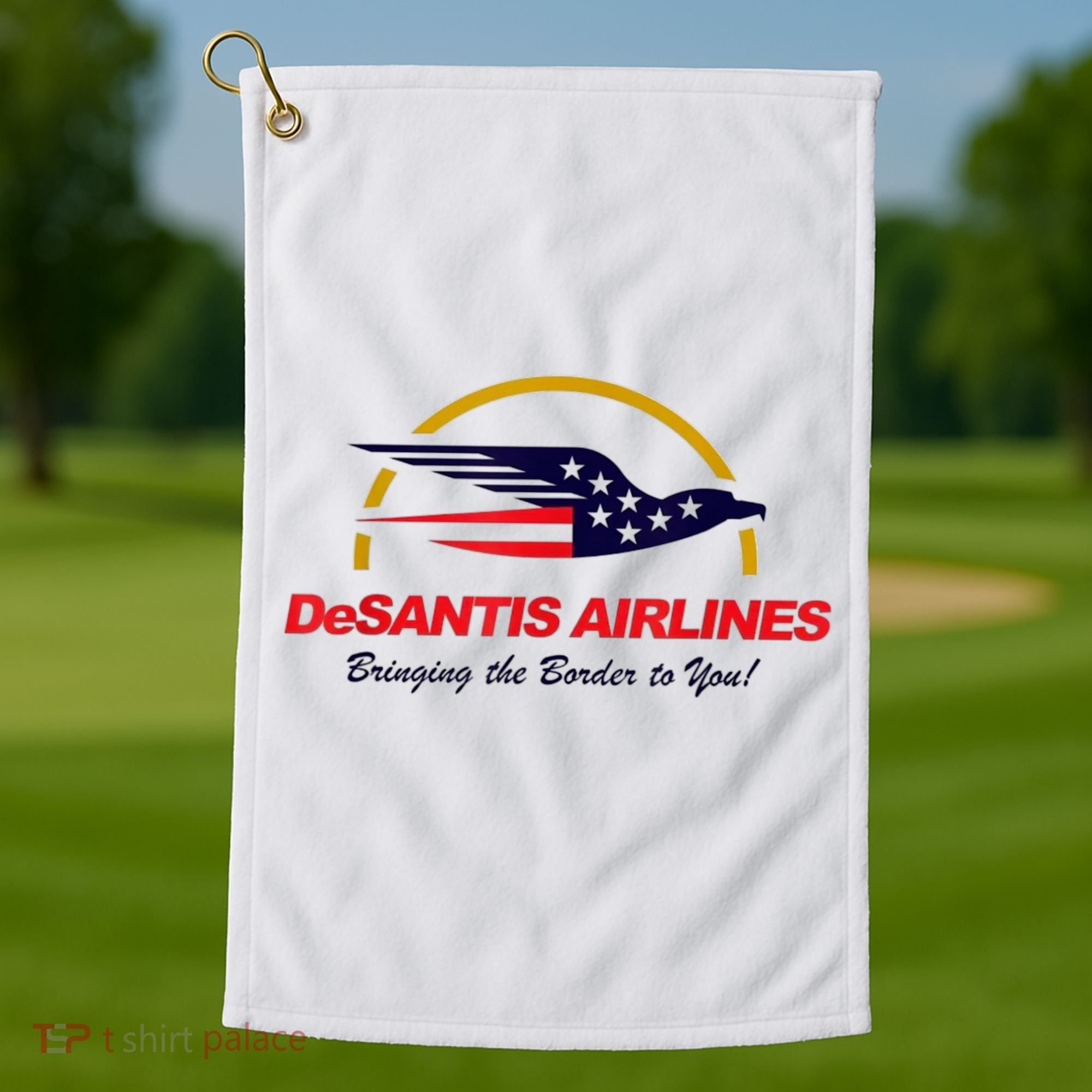 DeSantis Airlines Funny Political Meme Ron DeSantis Golf Towel