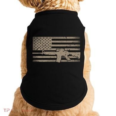 Distressed American Flag Ar15 Gift For Gun Lovers Ar15 Gift Doggie Tank