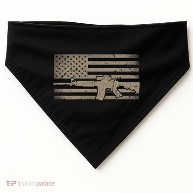 Distressed American Flag Ar15 Gift For Gun Lovers Ar15 Gift USA-Made Doggie Bandana