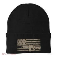 Distressed American Flag Ar15 Gift For Gun Lovers Ar15 Gift Beanie thumb 0