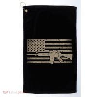 Distressed American Flag Ar15 Gift For Gun Lovers Ar15 Gift Golf Towel thumb 0