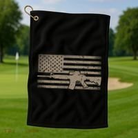 Distressed American Flag Ar15 Gift For Gun Lovers Ar15 Gift Golf Towel thumb 1