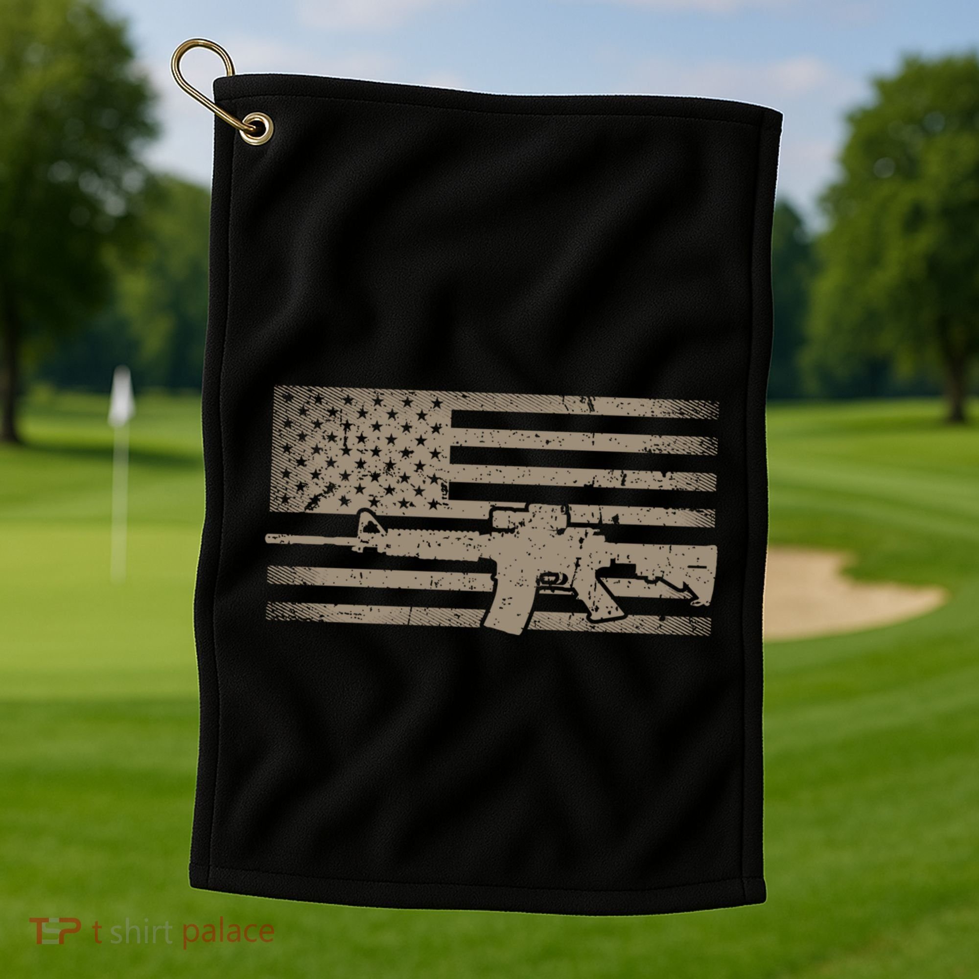 Distressed American Flag Ar15 Gift For Gun Lovers Ar15 Gift Golf Towel